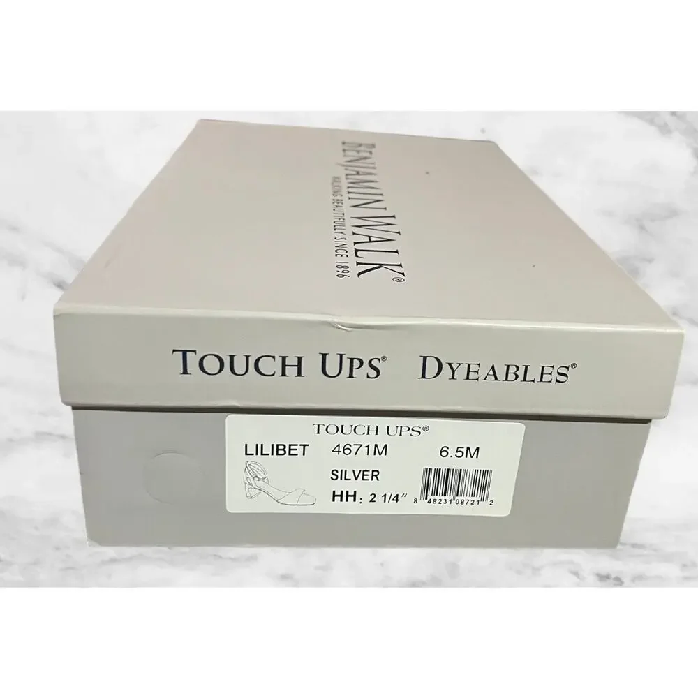 Benjamin Walk Lilibet Touch Ups Silver Heels 6.5 M Glitter Evening Shoes NWB